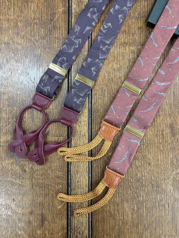 シルク　羽柄　サスペンダー