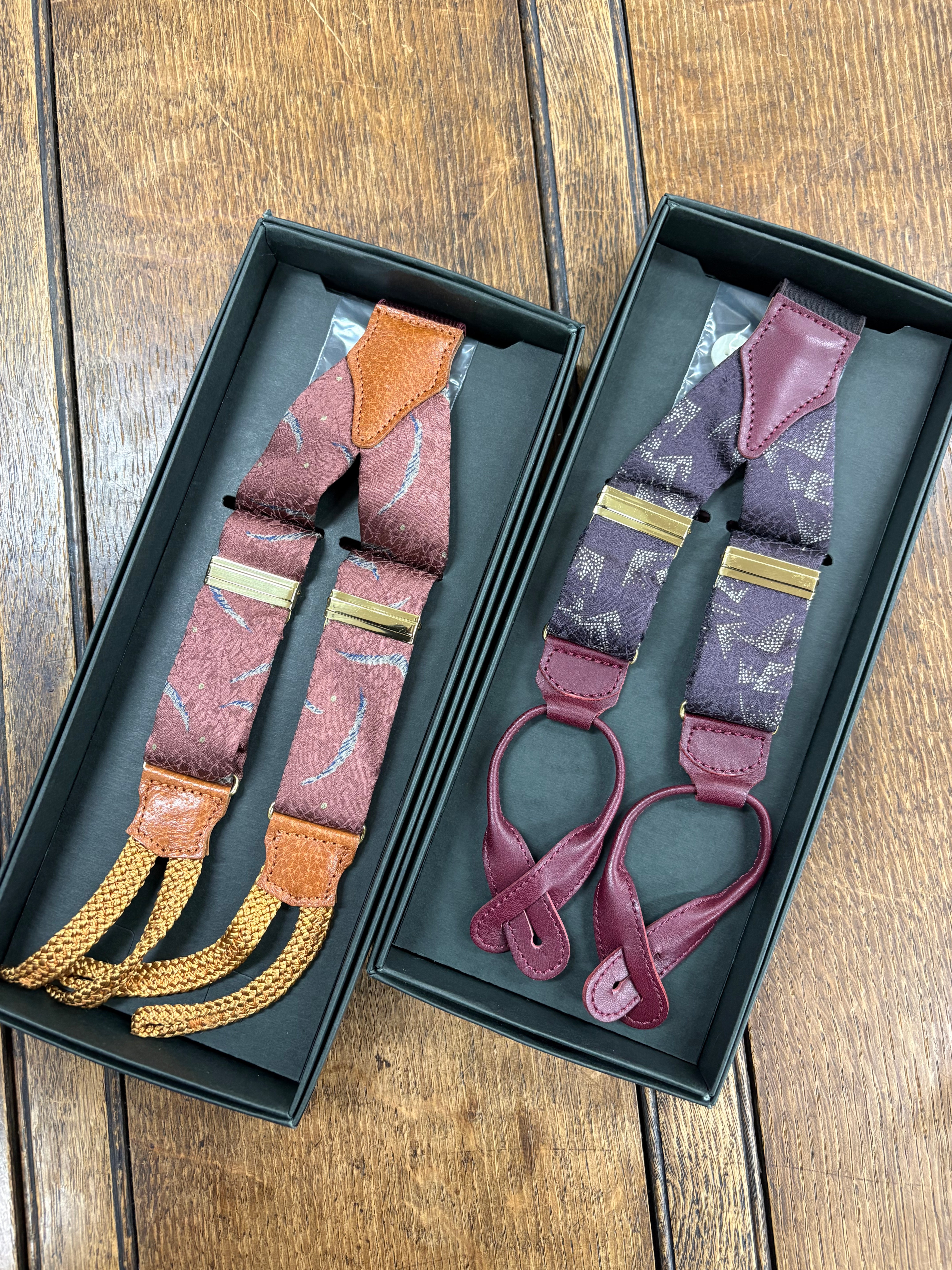 シルク　羽柄　サスペンダー