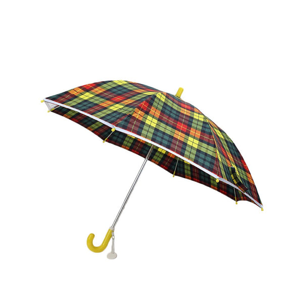 Kids School Tartan Check Long Umbrella 