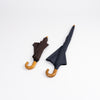 58cm x 8K 2-Tiered Glass Rain Barrier Autumn Leaves Small Bend Folding Umbrella 