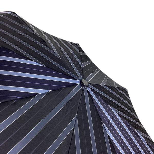 Alternate Stripe Wind Resistant Bone Folding Umbrella Navy Blue