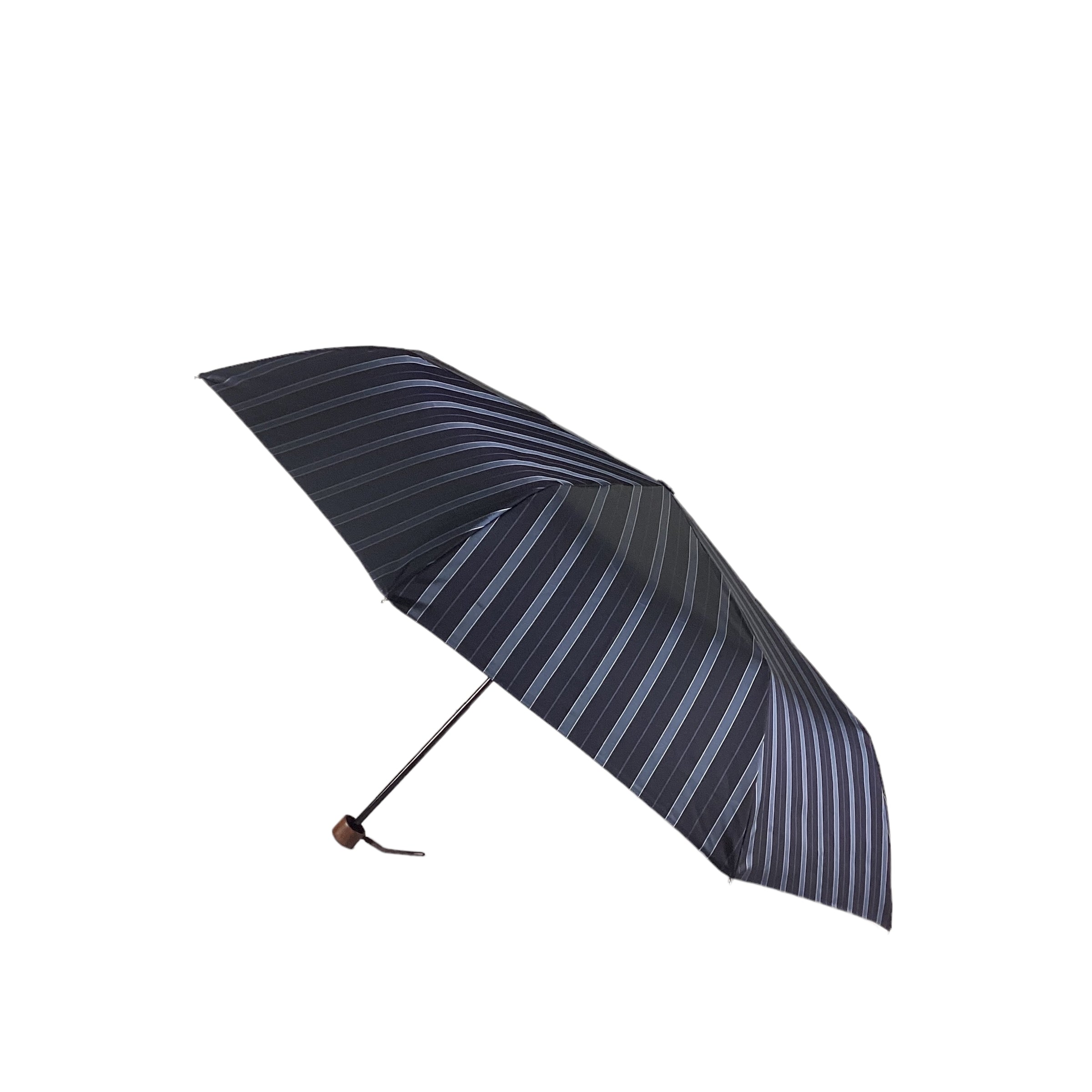Alternate Stripe Wind Resistant Bone Folding Umbrella Navy Blue